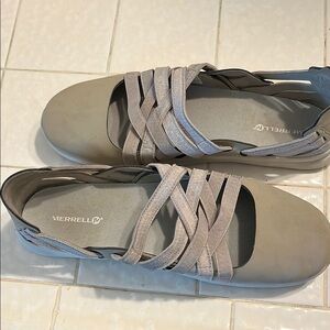Merrell Women's Gray Flats with Strappy Design